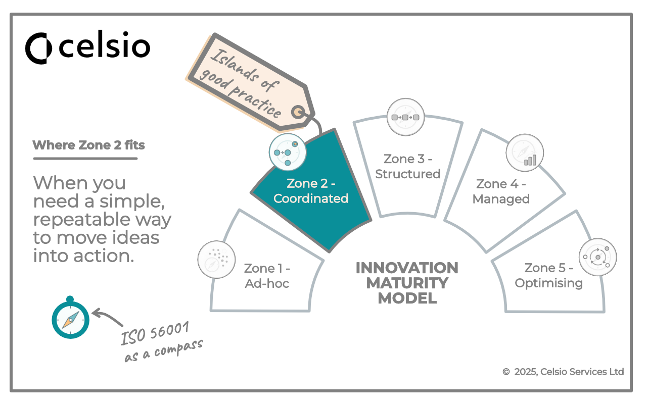 Celsio Innovation Maturity Framework – Zone 2: coordinated islands of good practice